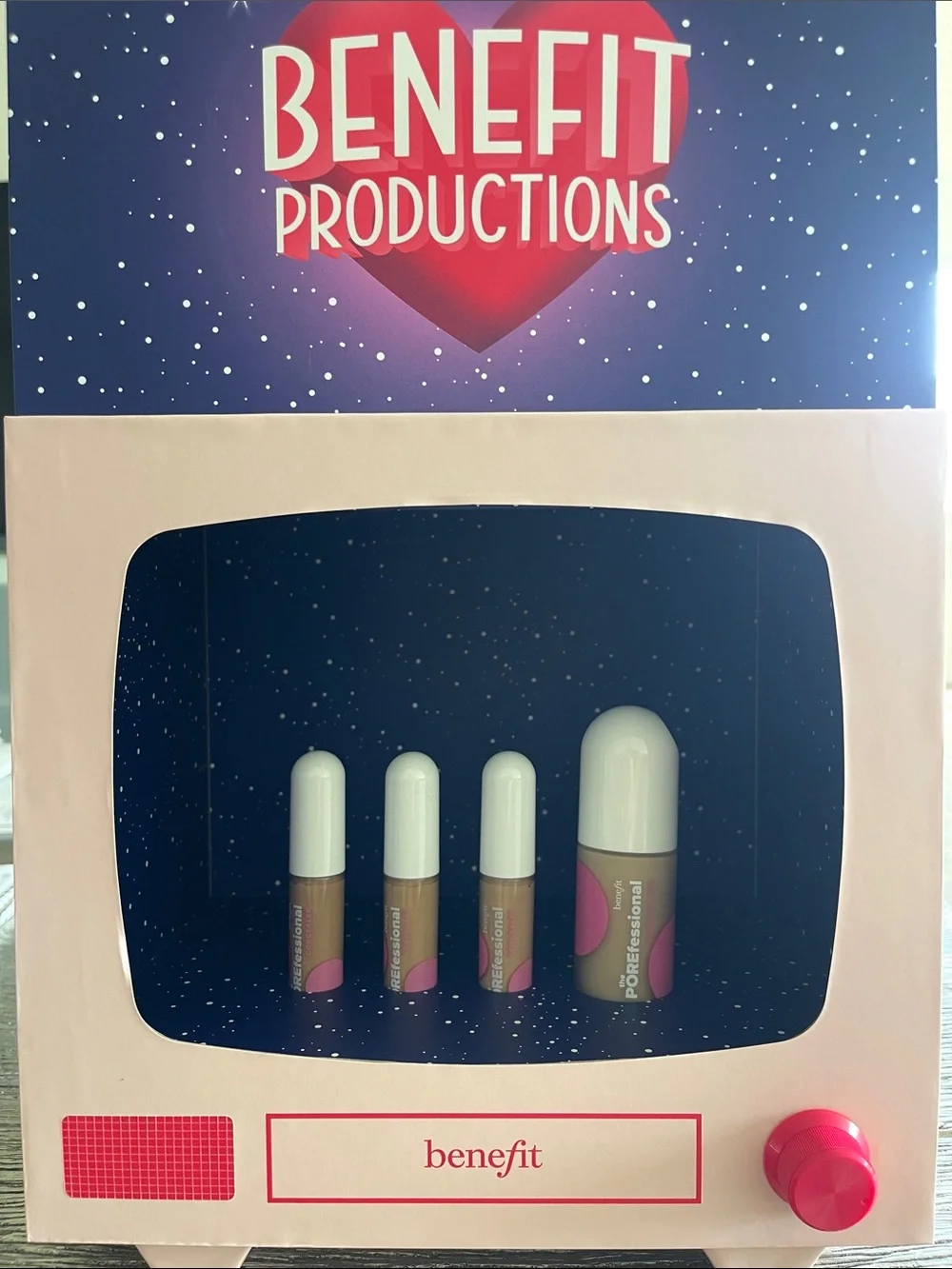 Benefit cosmetics production Pink Retro TV Wall Art with Navy Starry Screen